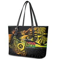 Personalised Vanuatu 678 Leather Tote Bag Proud To Be A Ni-Van LT14 - Polynesian Pride