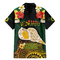Vanuatu Triton's Trumpet Family Matching Mermaid Dress and Hawaiian Shirt Tropical Flowers Vanuatuan Map