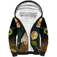 Vanuatu Triton's Trumpet Sherpa Hoodie Tropical Flowers Vanuatuan Map
