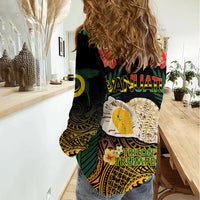 Vanuatu Triton's Trumpet Women Casual Shirt Tropical Flowers Vanuatuan Map LT14 - Polynesian Pride
