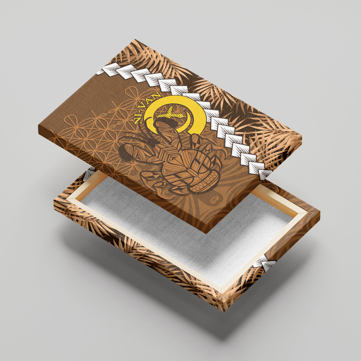 Vanuatu Coconut Crab Canvas Wall Art Ni-Van Tropical Leaves With Sand Drawing Art