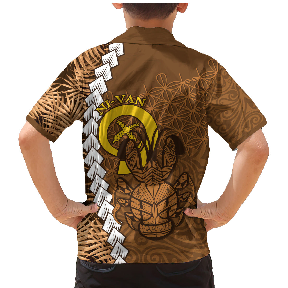 Vanuatu Coconut Crab Family Matching Mermaid Dress and Hawaiian Shirt Ni-Van Tropical Leaves With Sand Drawing Art