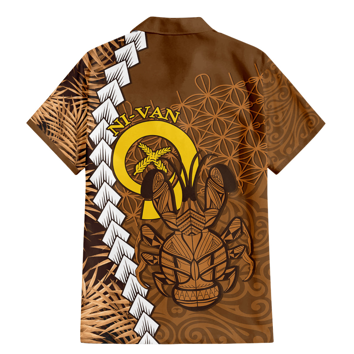 Vanuatu Coconut Crab Family Matching Mermaid Dress and Hawaiian Shirt Ni-Van Tropical Leaves With Sand Drawing Art