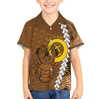 Vanuatu Coconut Crab Family Matching Off The Shoulder Long Sleeve Dress and Hawaiian Shirt Ni-Van Tropical Leaves With Sand Drawing Art