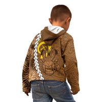 Vanuatu Coconut Crab Kid Hoodie Ni-Van Tropical Leaves With Sand Drawing Art