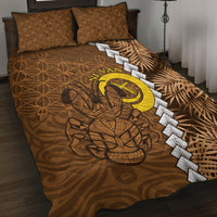 Vanuatu Coconut Crab Quilt Bed Set Ni-Van Tropical Leaves With Sand Drawing Art