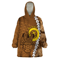 Vanuatu Coconut Crab Wearable Blanket Hoodie Ni-Van Tropical Leaves With Sand Drawing Art LT14 One Size Brown - Polynesian Pride