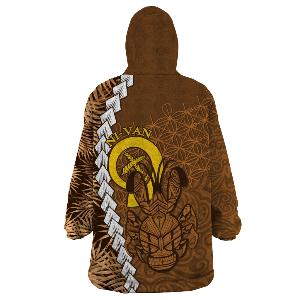 Vanuatu Coconut Crab Wearable Blanket Hoodie Ni-Van Tropical Leaves With Sand Drawing Art LT14 - Polynesian Pride