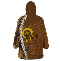 Vanuatu Coconut Crab Wearable Blanket Hoodie Ni-Van Tropical Leaves With Sand Drawing Art LT14 - Polynesian Pride