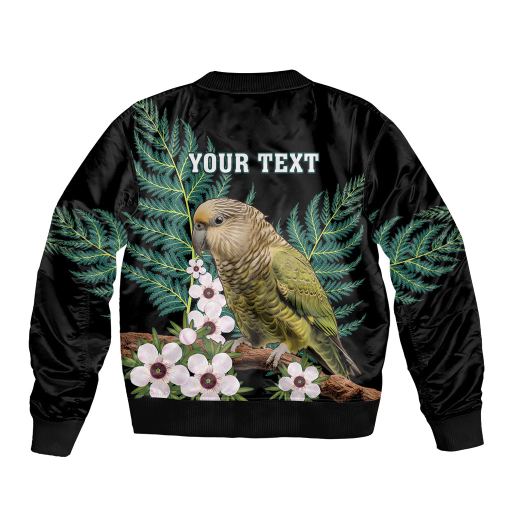 Personalised New Zealand Kakapo Bomber Jacket Aotearoa Fern With Manuka