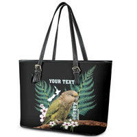 Personalised New Zealand Kakapo Leather Tote Bag Aotearoa Fern With Manuka LT14 - Polynesian Pride