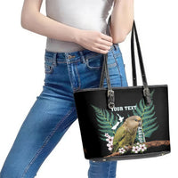 Personalised New Zealand Kakapo Leather Tote Bag Aotearoa Fern With Manuka LT14 - Polynesian Pride
