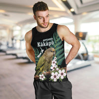 Personalised New Zealand Kakapo Men Tank Top Aotearoa Fern With Manuka LT14 Black - Polynesian Pride