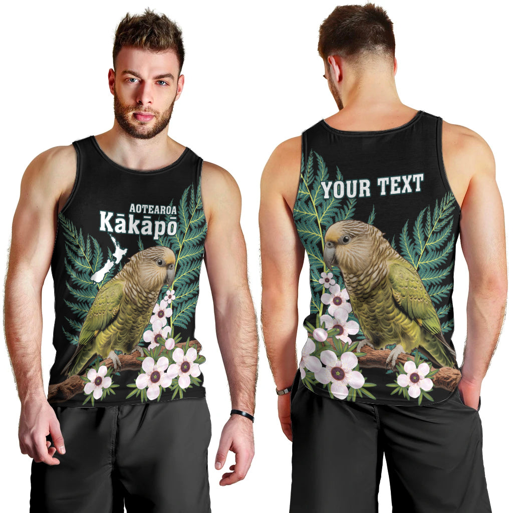 Personalised New Zealand Kakapo Men Tank Top Aotearoa Fern With Manuka LT14 - Polynesian Pride