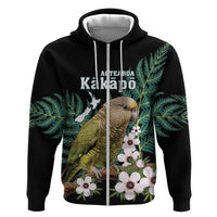 Personalised New Zealand Kakapo Zip Hoodie Aotearoa Fern With Manuka
