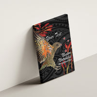 Personalised New Zealand Kea Canvas Wall Art Nestor Notabilis With Harakeke Maori Pattern