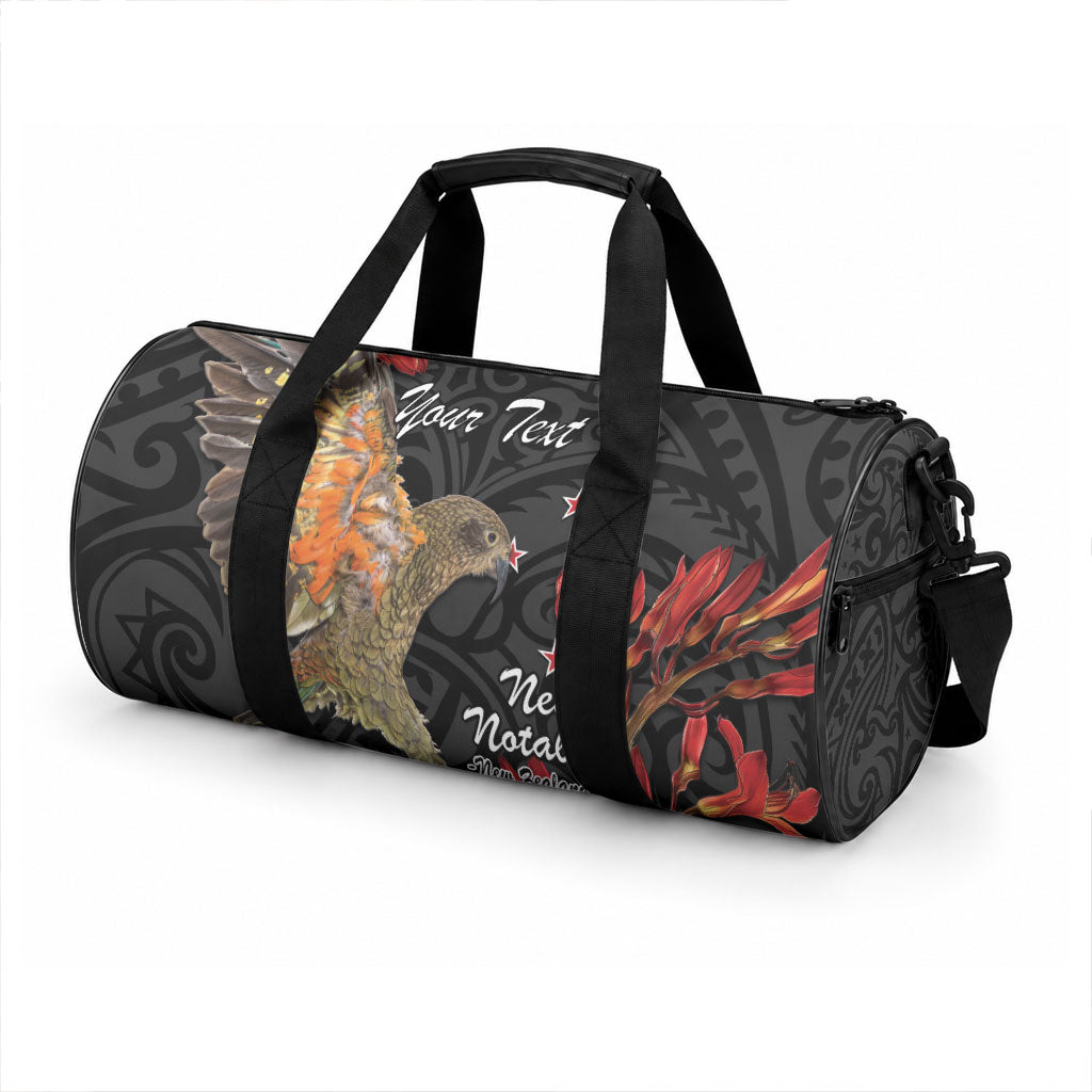 Personalised New Zealand Kea Duffle Bag Nestor Notabilis With Harakeke Maori Pattern LT14 - Polynesian Pride