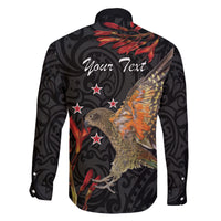 Personalised New Zealand Kea Family Matching Long Sleeve Bodycon Dress and Hawaiian Shirt Nestor Notabilis With Harakeke Maori Pattern LT14 - Polynesian Pride