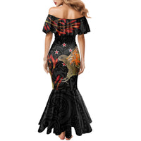 Personalised New Zealand Kea Family Matching Mermaid Dress and Hawaiian Shirt Nestor Notabilis With Harakeke Maori Pattern LT14 - Polynesian Pride