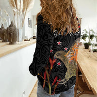 Personalised New Zealand Kea Women Casual Shirt Nestor Notabilis With Harakeke Maori Pattern LT14 - Polynesian Pride