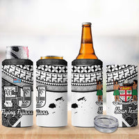 Custom Fiji Tapa Rugby 4 in 1 Can Cooler Tumbler Flying Fijian Black And White Version LT14 - Polynesian Pride