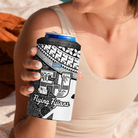 Custom Fiji Tapa Rugby 4 in 1 Can Cooler Tumbler Flying Fijian Black And White Version LT14 - Polynesian Pride