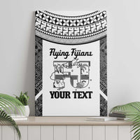 Custom Fiji Tapa Rugby Canvas Wall Art Flying Fijian Black And White Version