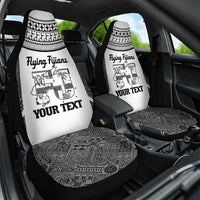 Custom Fiji Tapa Rugby Car Seat Cover Flying Fijian Black And White Version LT14 One Size Black - Polynesian Pride