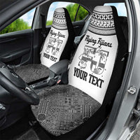 Custom Fiji Tapa Rugby Car Seat Cover Flying Fijian Black And White Version LT14 - Polynesian Pride