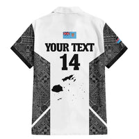 Custom Fiji Tapa Rugby Family Matching Mermaid Dress and Hawaiian Shirt Flying Fijian Black And White Version