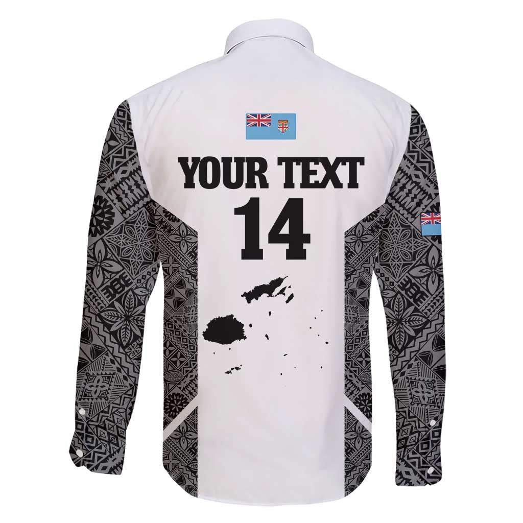 Custom Fiji Tapa Rugby Family Matching Short Sleeve Bodycon Dress and Hawaiian Shirt Flying Fijian Black And White Version