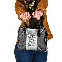 Custom Fiji Tapa Rugby Shoulder Handbag Flying Fijian Black And White Version LT14 One Size Black - Polynesian Pride