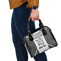 Custom Fiji Tapa Rugby Shoulder Handbag Flying Fijian Black And White Version LT14 - Polynesian Pride