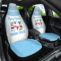 Custom Fiji Tapa Rugby Car Seat Cover Flying Fijian Blue And White Version LT14 One Size Blue - Polynesian Pride