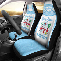 Custom Fiji Tapa Rugby Car Seat Cover Flying Fijian Blue And White Version LT14 - Polynesian Pride