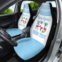 Custom Fiji Tapa Rugby Car Seat Cover Flying Fijian Blue And White Version LT14 - Polynesian Pride