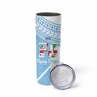 Custom Fiji Tapa Rugby Skinny Tumbler Flying Fijian Blue And White Version LT14 - Polynesian Pride