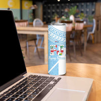 Custom Fiji Tapa Rugby Skinny Tumbler Flying Fijian Blue And White Version LT14 - Polynesian Pride