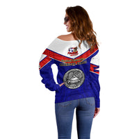 American Samoa Football Off Shoulder Sweater Polynesian Sporty Style LT14 - Polynesian Pride