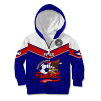 Personalised American Samoa Football Kid Hoodie Polynesian Sporty Style LT14 Zip Hoodie Blue - Polynesian Pride