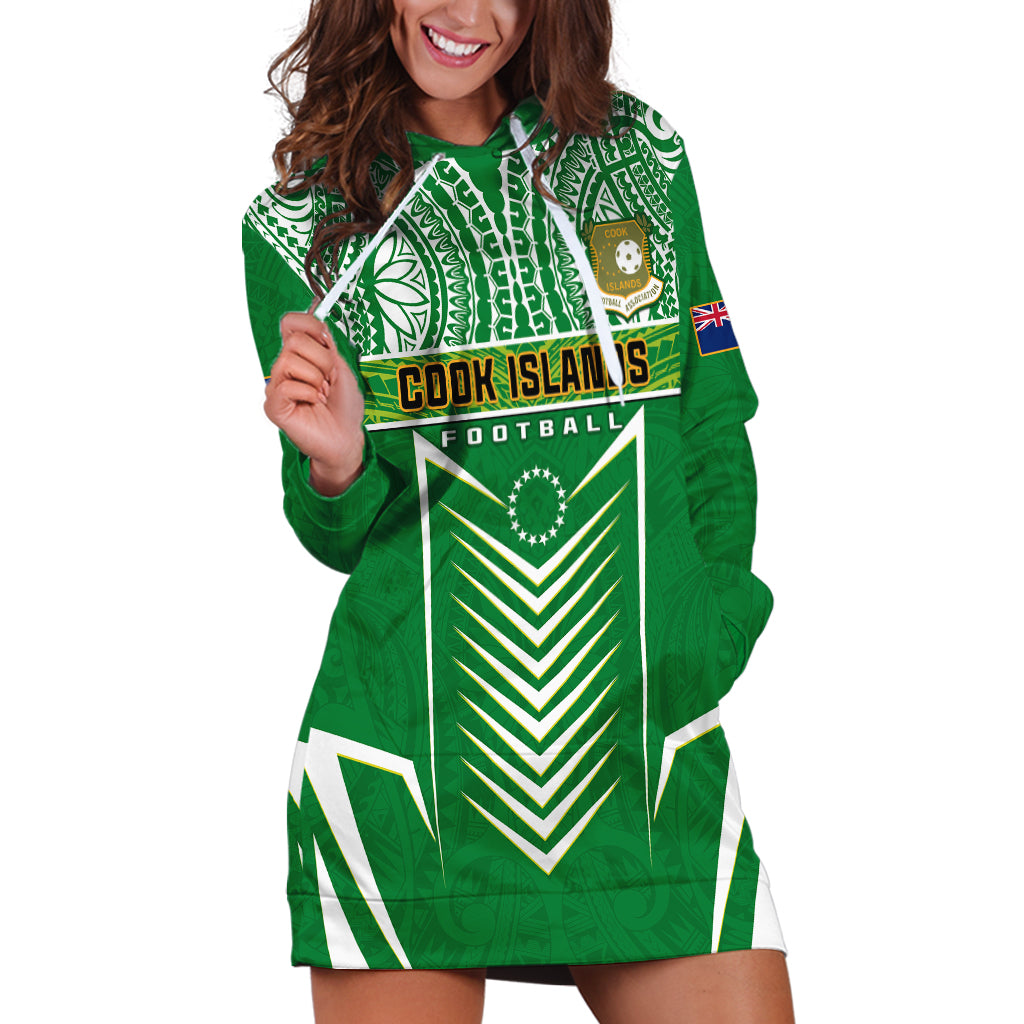 Cook Islands Football Hoodie Dress Go Kuki Airani Polynesian Sporty Style LT14 Green - Polynesian Pride