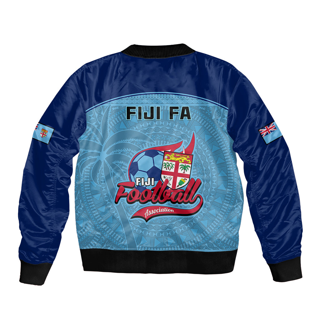 Fiji Football Sleeve Zip Bomber Jacket Fijian Tapa Pattern Sporty Style LT14 - Polynesian Pride