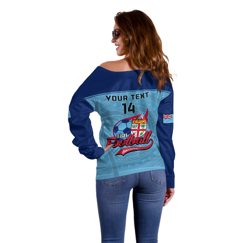 Personalised Fiji Football Off Shoulder Sweater Fijian Tapa Pattern Sporty Style LT14 - Polynesian Pride