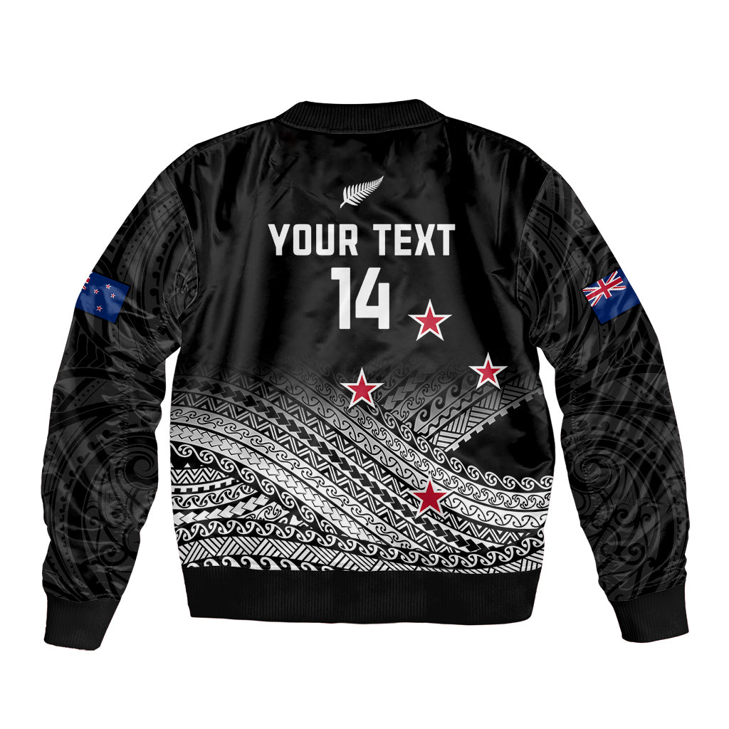 Personalised Aotearoa Football Bomber Jacket Go New Zealand Maori Fern Pattern LT14 - Polynesian Pride