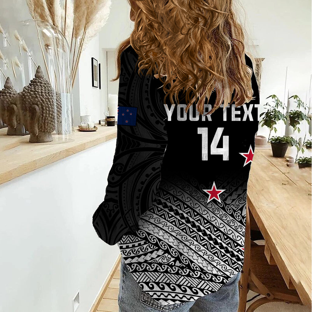 Personalised Aotearoa Football Women Casual Shirt Go New Zealand Maori Fern Pattern LT14 - Polynesian Pride