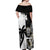 Custom Fiji And New Zealand Rugby Off Shoulder Maxi Dress Aotearoa Silver Fern Mix Fijian Tapa Pattern