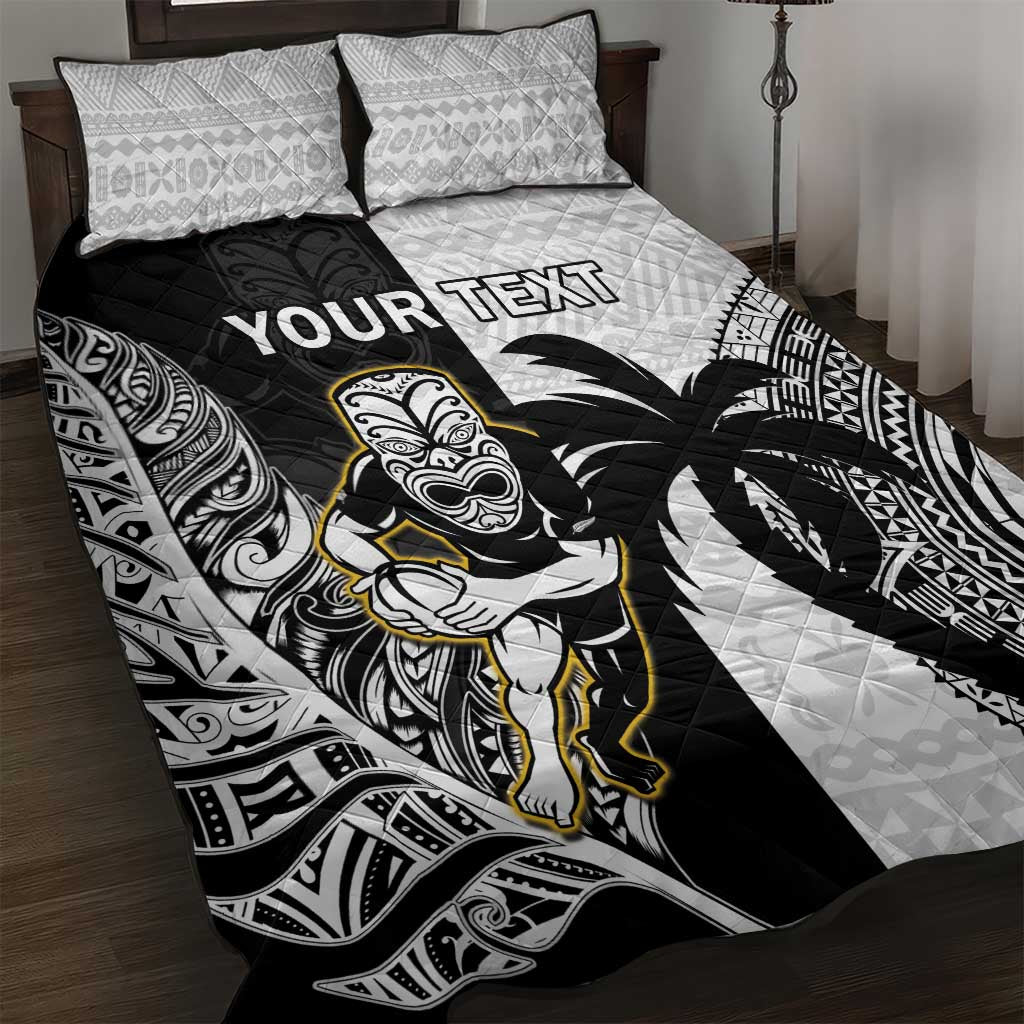 Custom Fiji And New Zealand Rugby Quilt Bed Set Aotearoa Silver Fern Mix Fijian Tapa Pattern