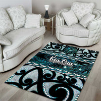 Kia Ora New Zealand Area Rug Aotearoa Proud Maori Paua Shell Silver Fern LT14 - Polynesian Pride