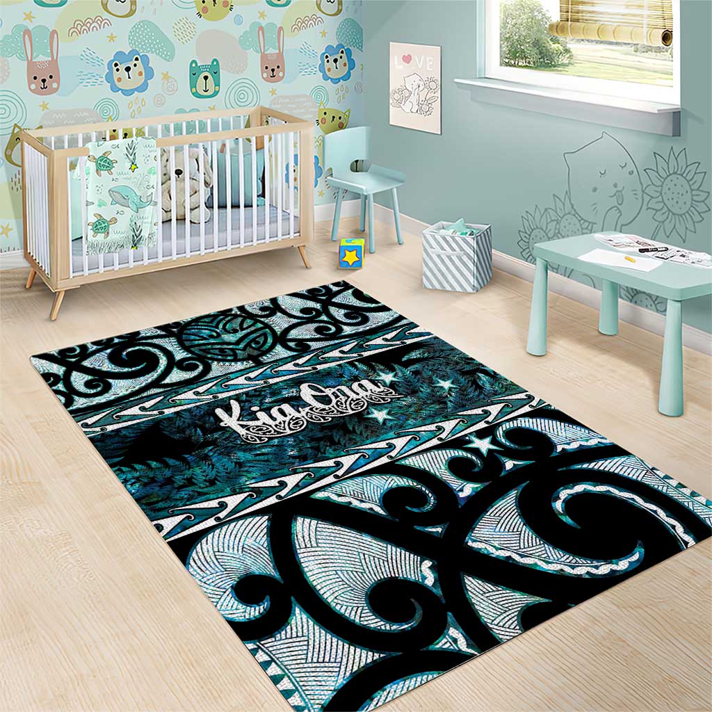 Kia Ora New Zealand Area Rug Aotearoa Proud Maori Paua Shell Silver Fern LT14 - Polynesian Pride
