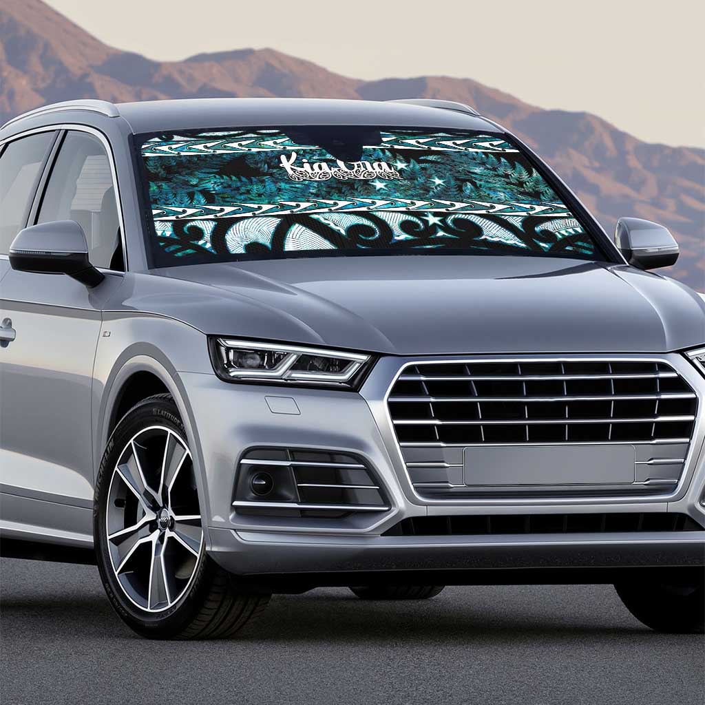 Kia Ora New Zealand Auto Sun Shade Aotearoa Proud Maori Paua Shell Silver Fern - Polynesian Pride
